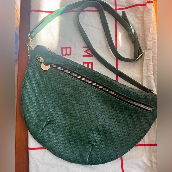 CLARE V. GRANDE FANNY in EVERGREEN Cross body handwoven Leather Bag  NWOT - Picture 2 of 7